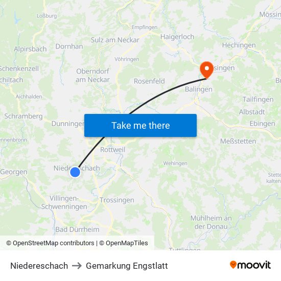 Niedereschach to Gemarkung Engstlatt map