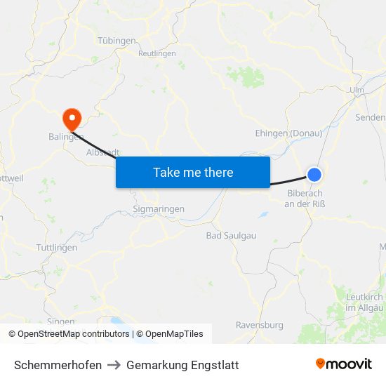 Schemmerhofen to Gemarkung Engstlatt map
