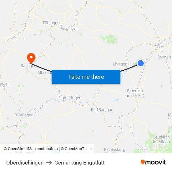 Oberdischingen to Gemarkung Engstlatt map