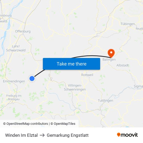 Winden Im Elztal to Gemarkung Engstlatt map