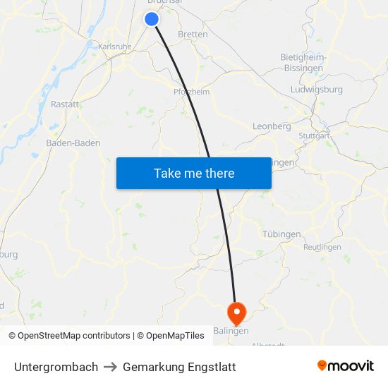 Untergrombach to Gemarkung Engstlatt map