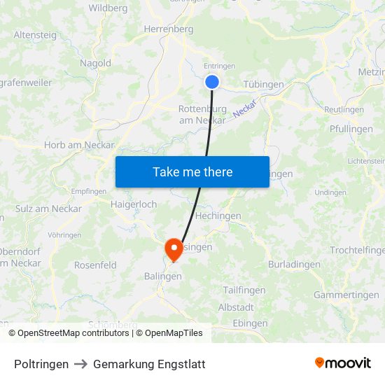 Poltringen to Gemarkung Engstlatt map