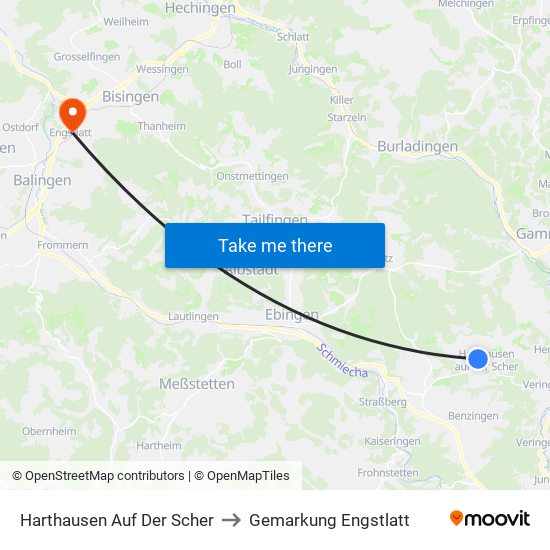 Harthausen Auf Der Scher to Gemarkung Engstlatt map