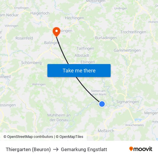 Thiergarten (Beuron) to Gemarkung Engstlatt map