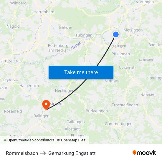 Rommelsbach to Gemarkung Engstlatt map