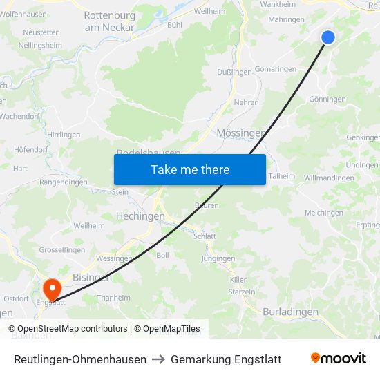 Reutlingen-Ohmenhausen to Gemarkung Engstlatt map