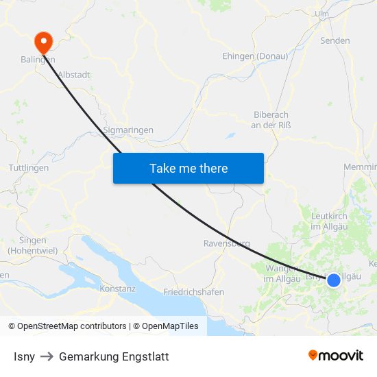 Isny to Gemarkung Engstlatt map