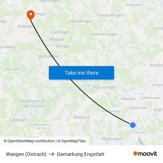 Wangen (Ostrach) to Gemarkung Engstlatt map