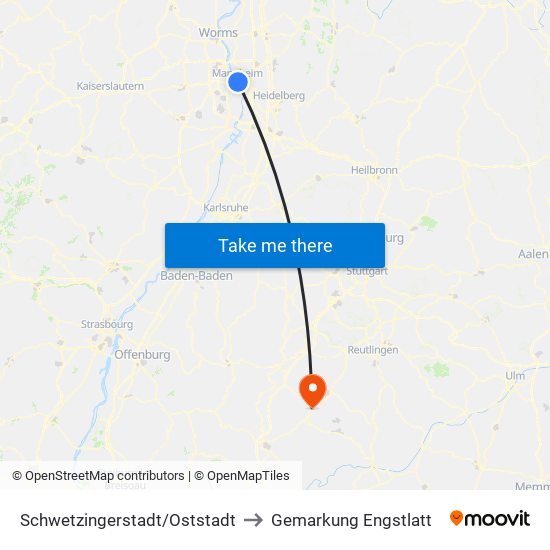 Schwetzingerstadt/Oststadt to Gemarkung Engstlatt map