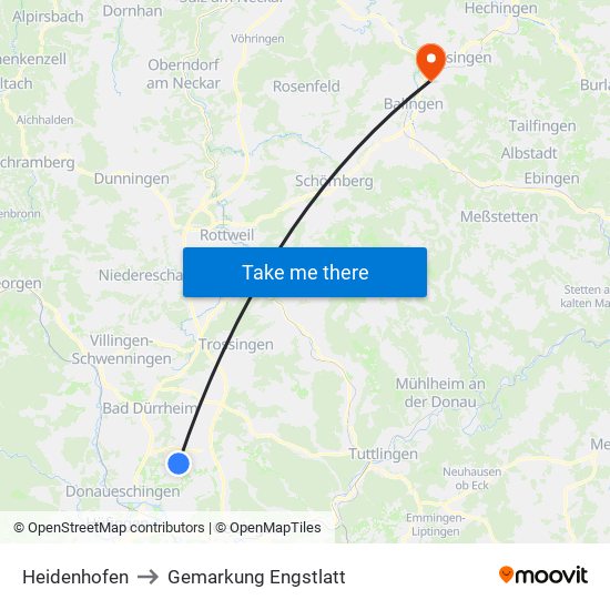 Heidenhofen to Gemarkung Engstlatt map