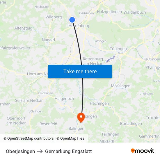 Oberjesingen to Gemarkung Engstlatt map