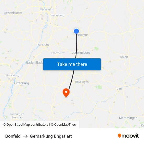 Bonfeld to Gemarkung Engstlatt map