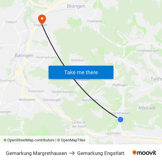 Gemarkung Margrethausen to Gemarkung Engstlatt map