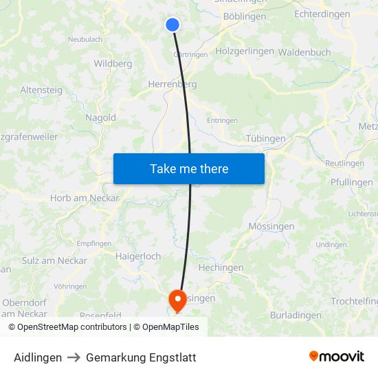 Aidlingen to Gemarkung Engstlatt map