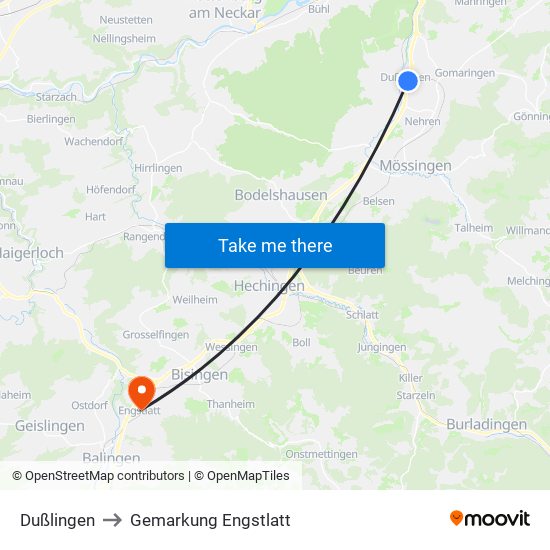 Dußlingen to Gemarkung Engstlatt map