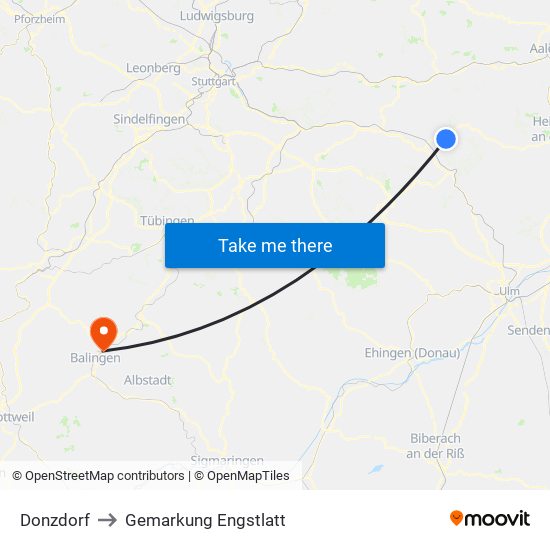 Donzdorf to Gemarkung Engstlatt map