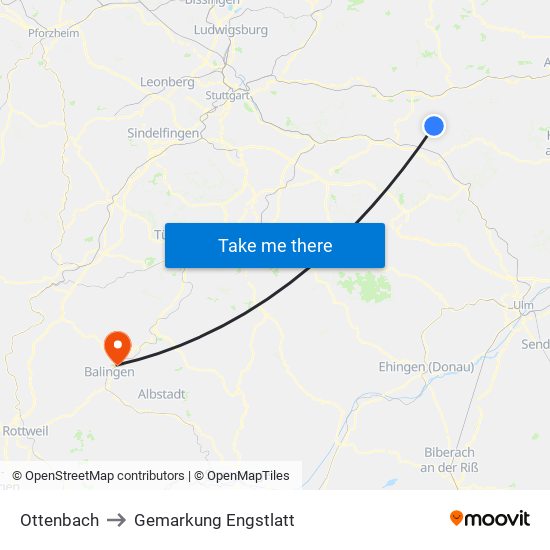 Ottenbach to Gemarkung Engstlatt map