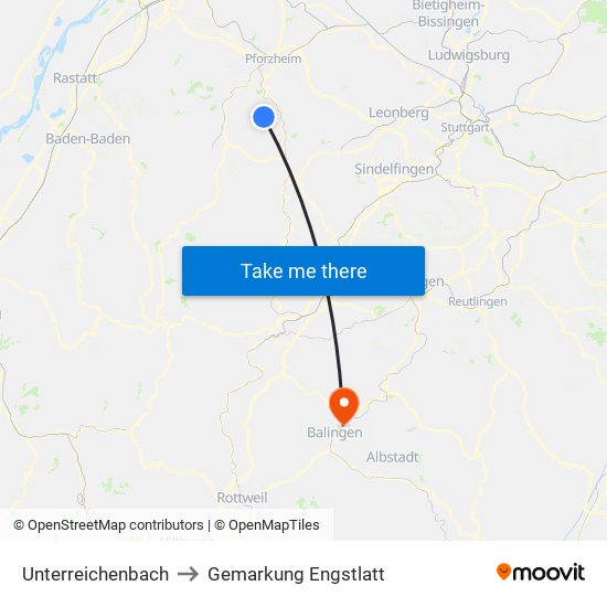 Unterreichenbach to Gemarkung Engstlatt map