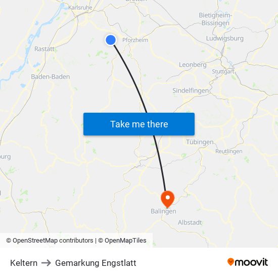 Keltern to Gemarkung Engstlatt map