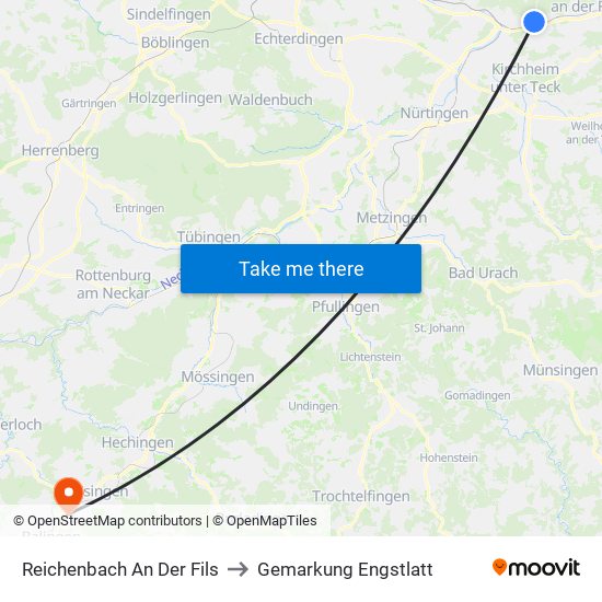 Reichenbach An Der Fils to Gemarkung Engstlatt map