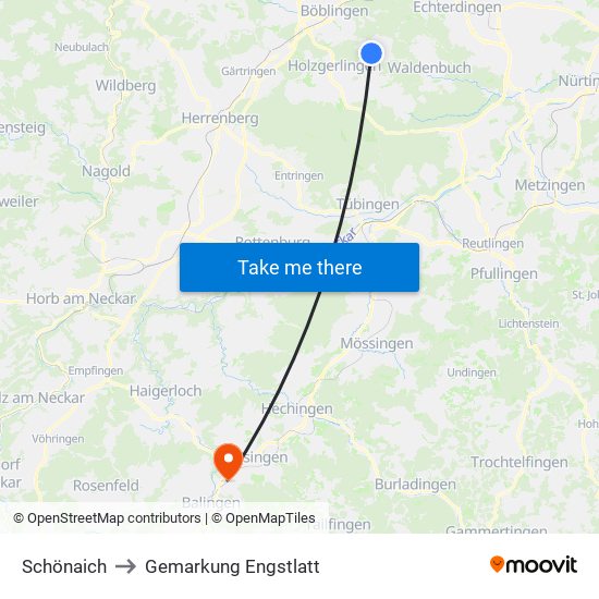 Schönaich to Gemarkung Engstlatt map