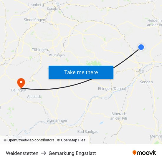 Weidenstetten to Gemarkung Engstlatt map