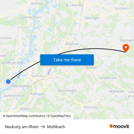 Neuburg am Rhein to Mühlbach map