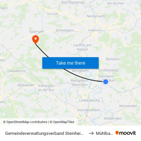 Gemeindeverwaltungsverband Steinheim-Murr to Mühlbach map