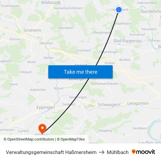 Verwaltungsgemeinschaft Haßmersheim to Mühlbach map