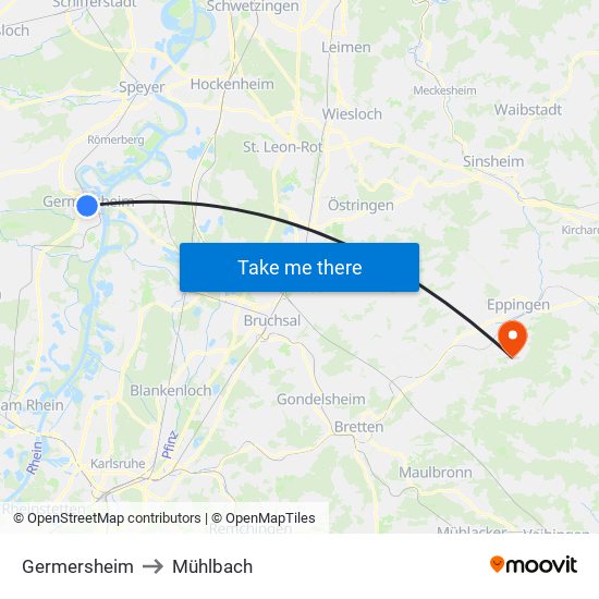Germersheim to Mühlbach map