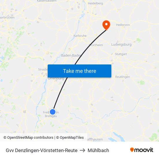 Gvv Denzlingen-Vörstetten-Reute to Mühlbach map