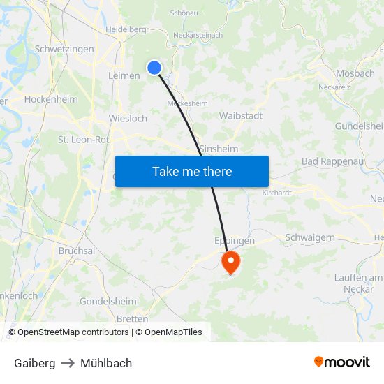 Gaiberg to Mühlbach map