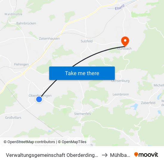 Verwaltungsgemeinschaft Oberderdingen to Mühlbach map