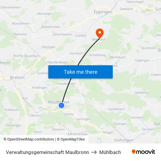 Verwaltungsgemeinschaft Maulbronn to Mühlbach map