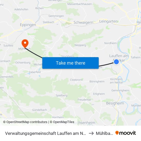 Verwaltungsgemeinschaft Lauffen am Neckar to Mühlbach map