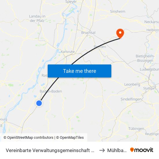 Vereinbarte Verwaltungsgemeinschaft Bühl to Mühlbach map