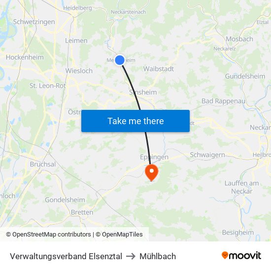 Verwaltungsverband Elsenztal to Mühlbach map