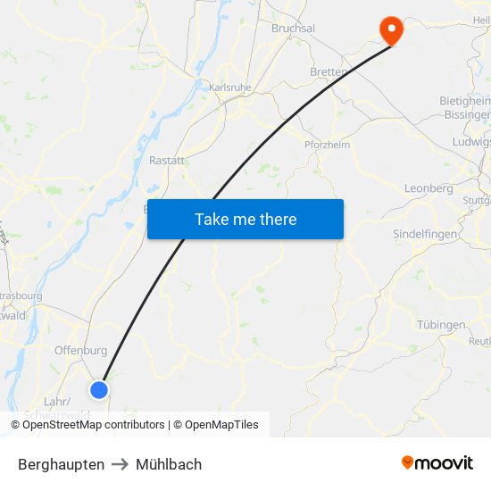 Berghaupten to Mühlbach map