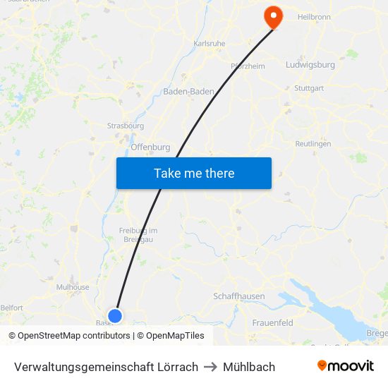 Verwaltungsgemeinschaft Lörrach to Mühlbach map