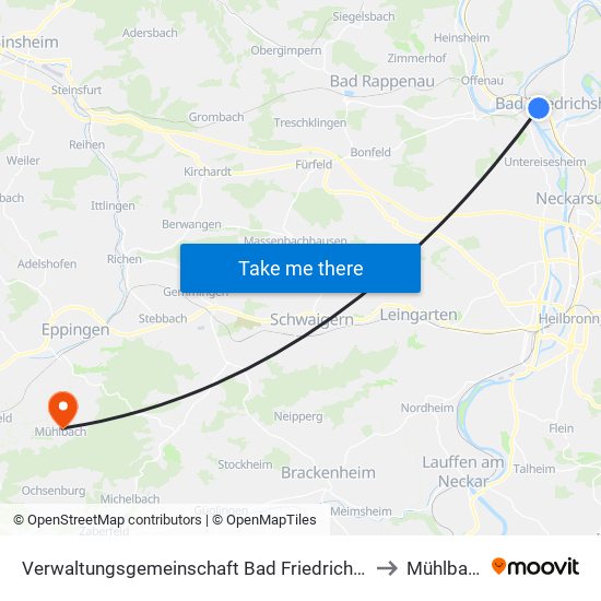 Verwaltungsgemeinschaft Bad Friedrichshall to Mühlbach map