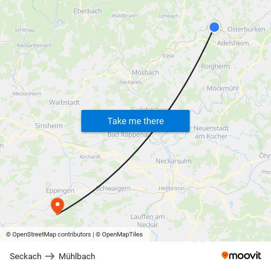 Seckach to Mühlbach map