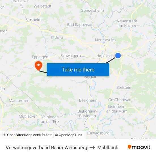 Verwaltungsverband Raum Weinsberg to Mühlbach map