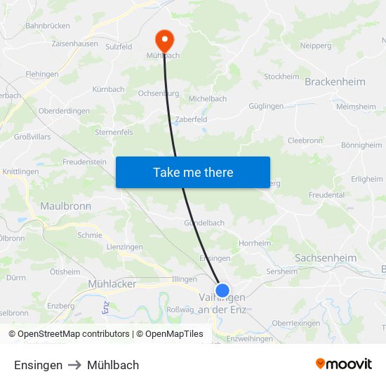 Ensingen to Mühlbach map