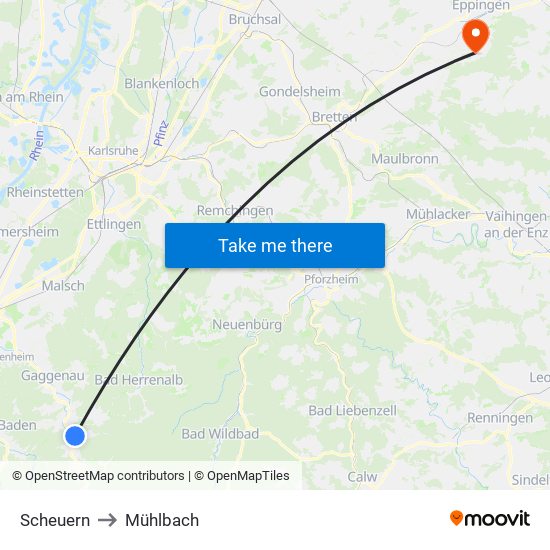 Scheuern to Mühlbach map