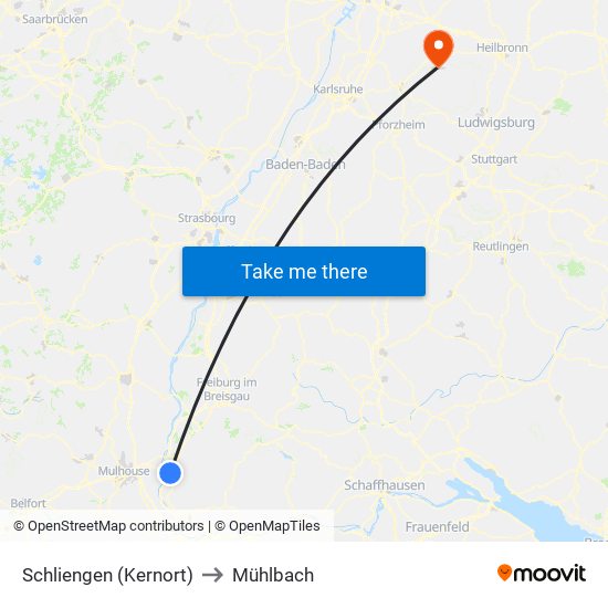 Schliengen (Kernort) to Mühlbach map