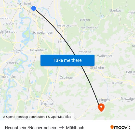 Neuostheim/Neuhermsheim to Mühlbach map