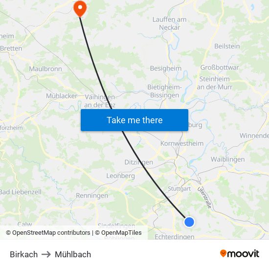 Birkach to Mühlbach map