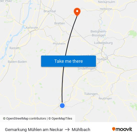 Gemarkung Mühlen am Neckar to Mühlbach map