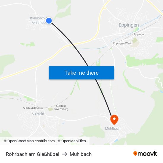 Rohrbach am Gießhübel to Mühlbach map