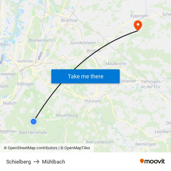 Schielberg to Mühlbach map